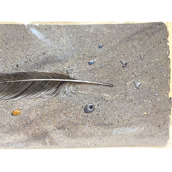 Feather on Sand by Arlon Gilliland Signed Original Painting - Picture 3 of 4